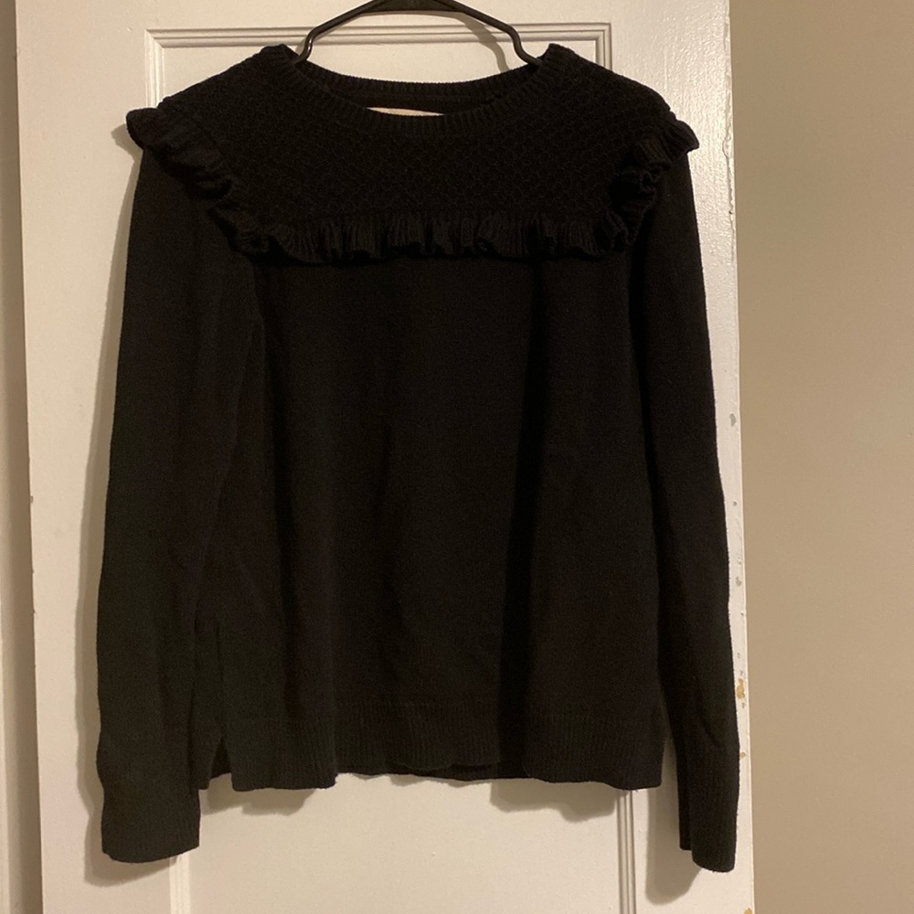 Black, loft, ruffled sweater